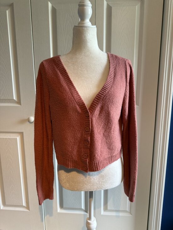 American Eagle Outfitters Sweaters - American Eagle Soft Cropped Button Front Cardigan Mauve Rose Pink Size Small